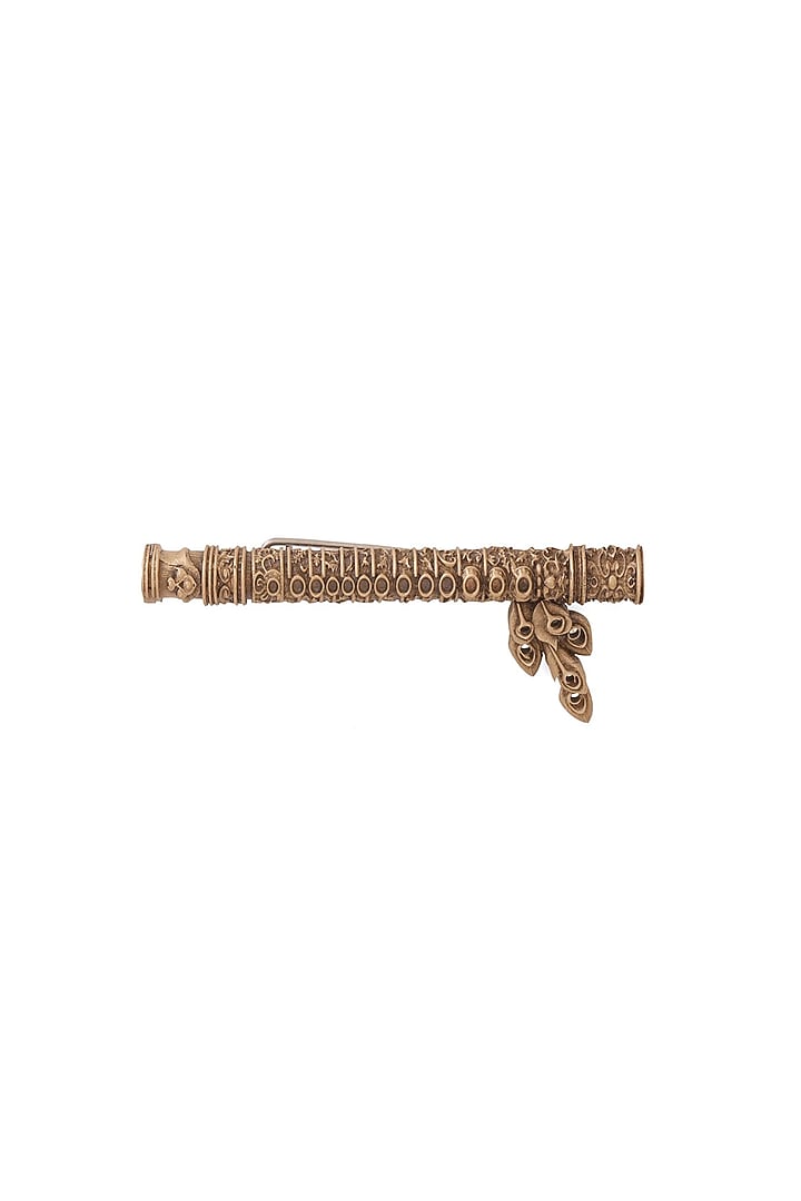 Antique Gold Brass Heritage Flute Brooch by Cosa Nostraa at Pernia's Pop Up Shop