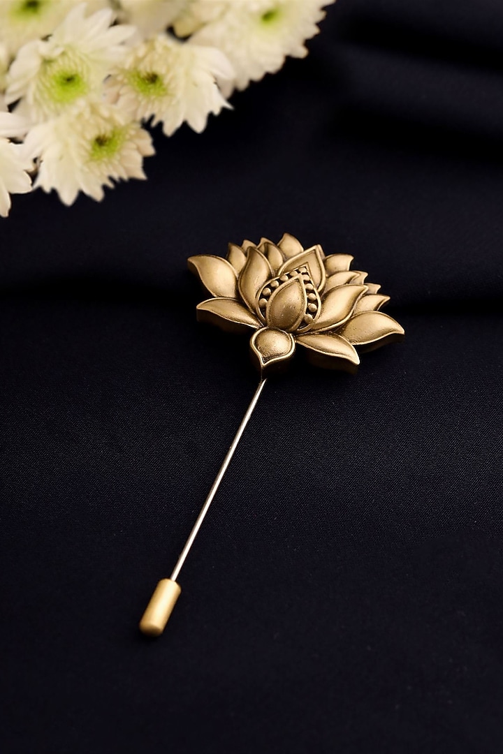 Antique Gold Brass Lotus Aura Lapel Pin by Cosa Nostraa at Pernia's Pop Up Shop