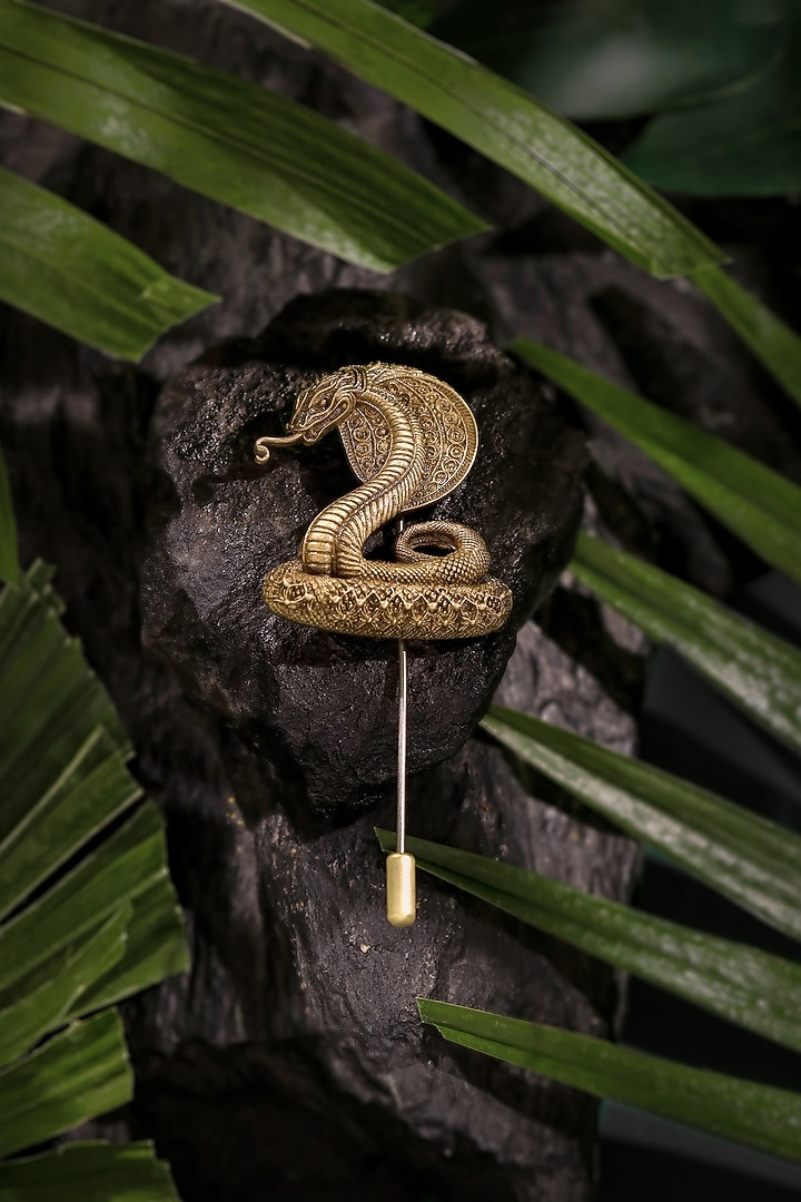 Antique Gold Brass Serpent Sovereign Lapel Pin by Cosa Nostraa at Pernia's Pop Up Shop