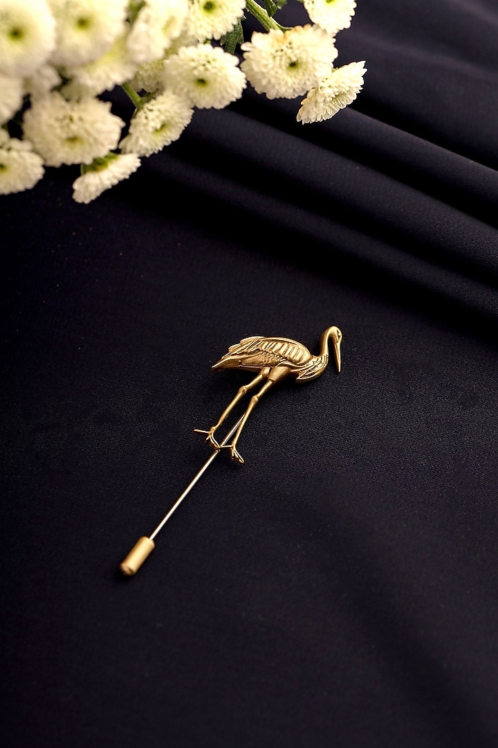 Antique Gold Brass Herons Elegance Lapel Pin by Cosa Nostraa at Pernia's Pop Up Shop