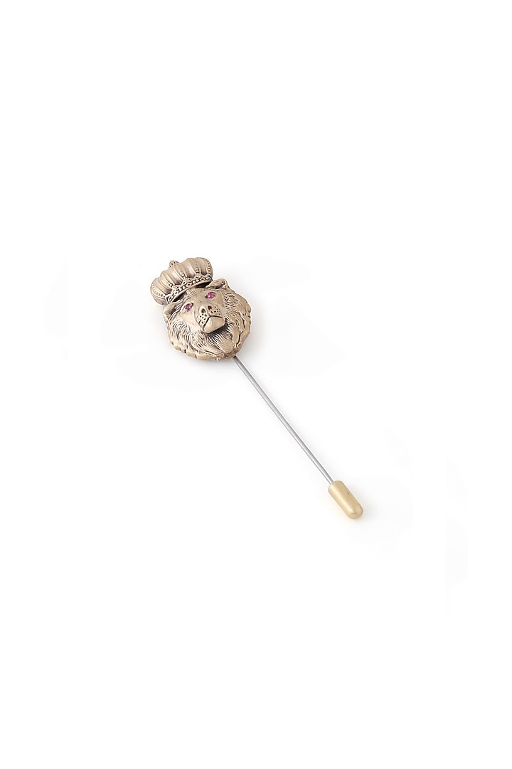 Antique Gold Brass Crowned Lion Lapel Pin by Cosa Nostraa at Pernia's Pop Up Shop