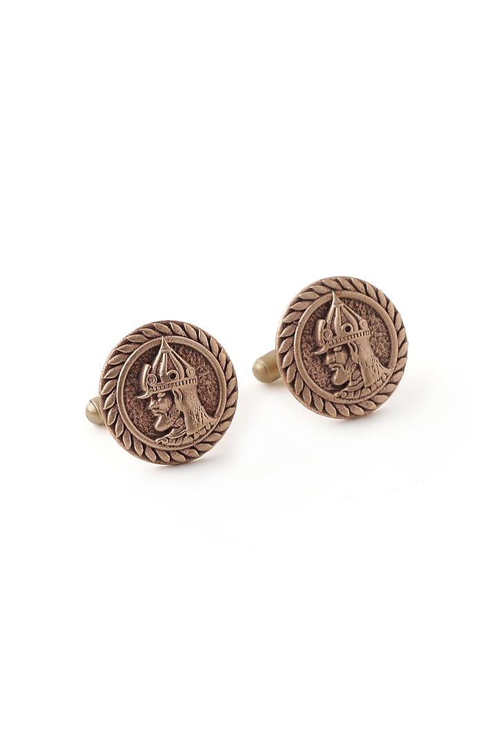 Red Metal Toned Warrior Cufflinks by Cosa Nostraa at Pernia's Pop Up Shop