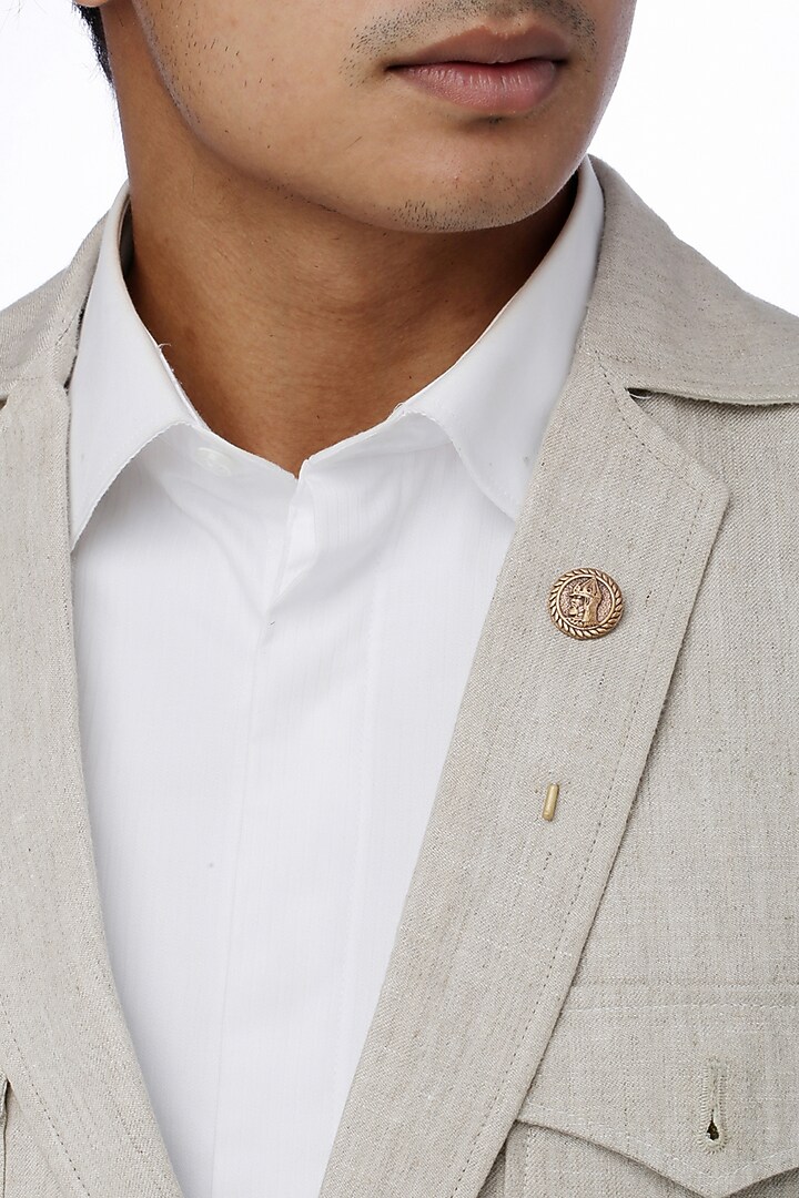Red Metal Toned Alexander Nevsky Lapel Pin by Cosa Nostraa at Pernia's Pop Up Shop