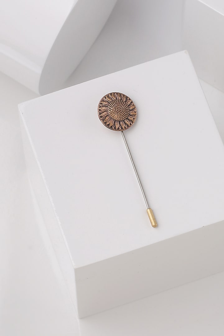 Red Metal Toned Sunflower Lapel Pin by Cosa Nostraa at Pernia's Pop Up Shop