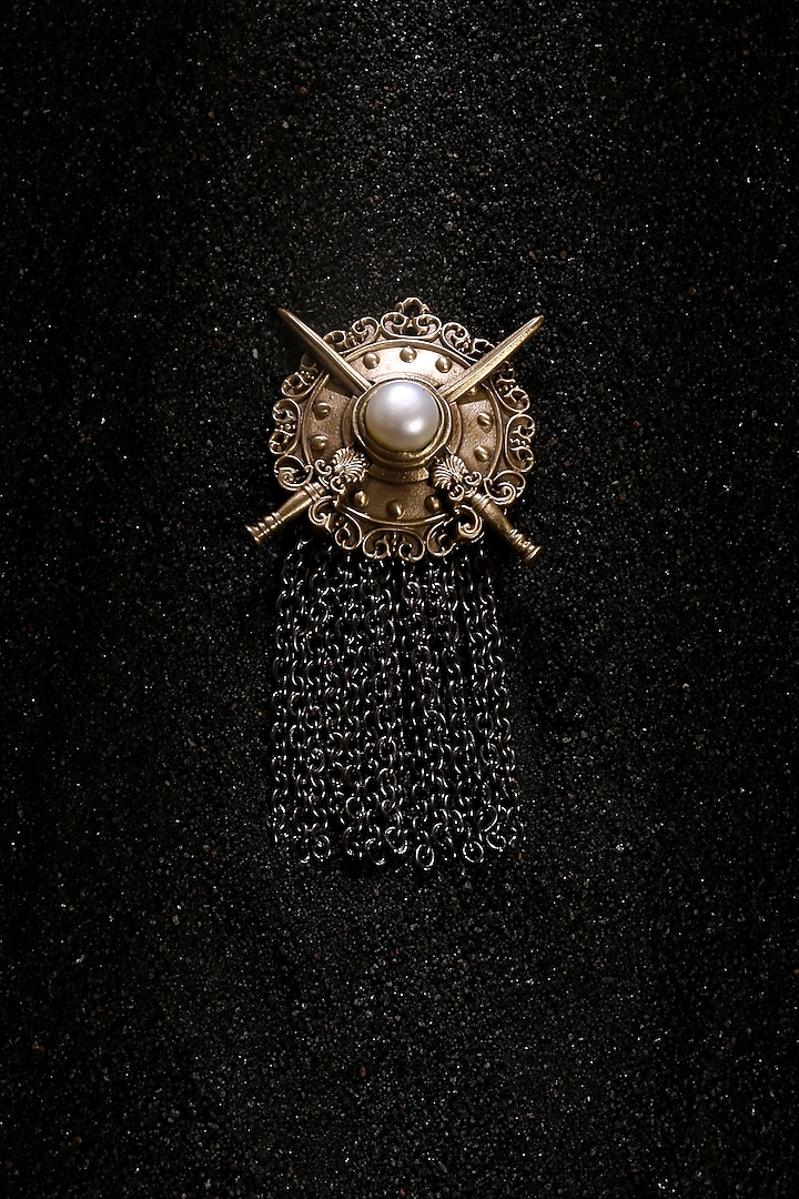 Dual Toned Shield Brooch by Cosa Nostraa at Pernia's Pop Up Shop