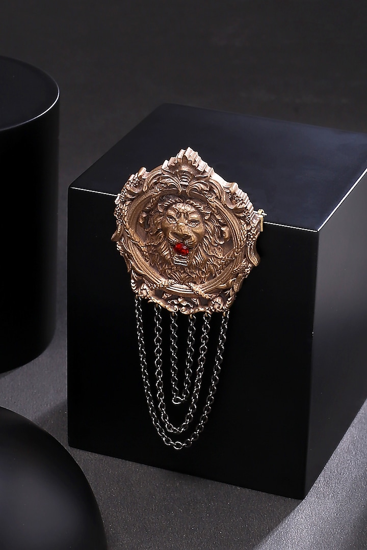 Dual Toned Royal Lion Emblem Brooch by Cosa Nostraa
