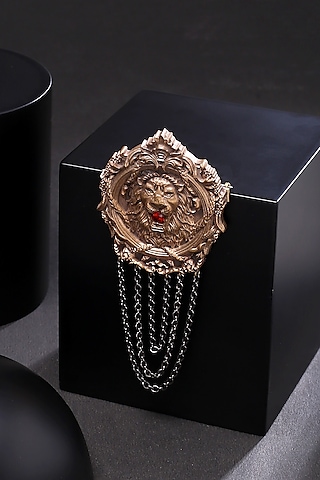 Dual Toned Royal Lion Emblem Brooch by Cosa Nostraa