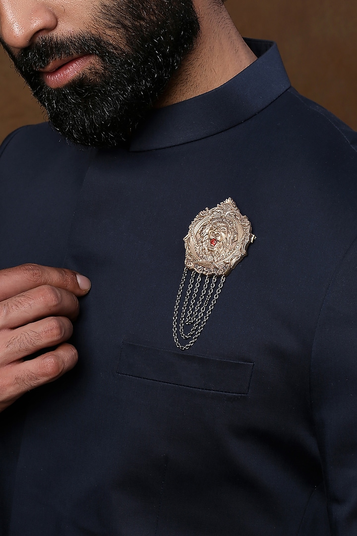 Dual Toned Royal Lion Emblem Brooch by Cosa Nostraa at Pernia's Pop Up Shop