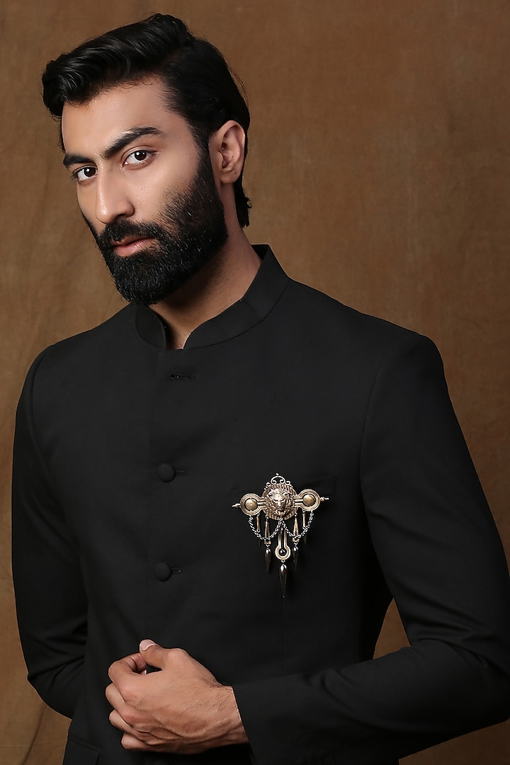 Dual Toned Crowned Lion Brooch by Cosa Nostraa at Pernia's Pop Up Shop