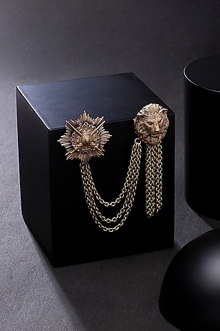 Antique Gold Lion & Swords Brooch by Cosa Nostraa