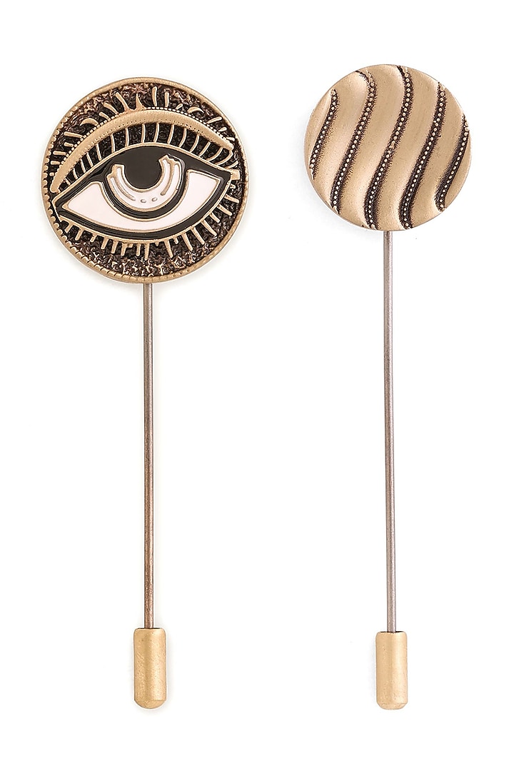 Antique Gold Brass Lapel Pins (Set of 2) by Cosa Nostraa at Pernia's Pop Up Shop
