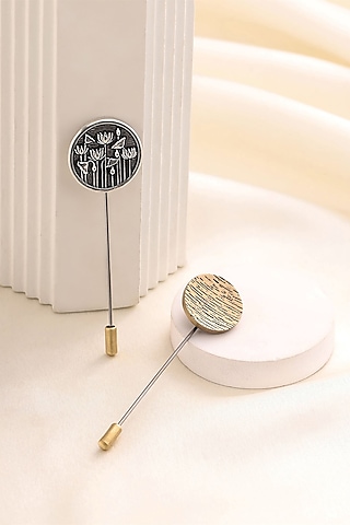 Silver & Antique Gold Brass Lapel Pins (Set of 2) by Cosa Nostraa