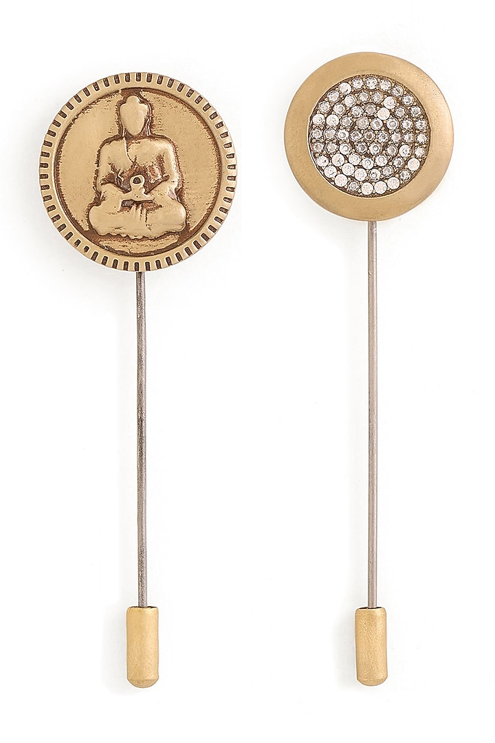 Antique Gold Brass Lapel Pins (Set of 2) by Cosa Nostraa at Pernia's Pop Up Shop
