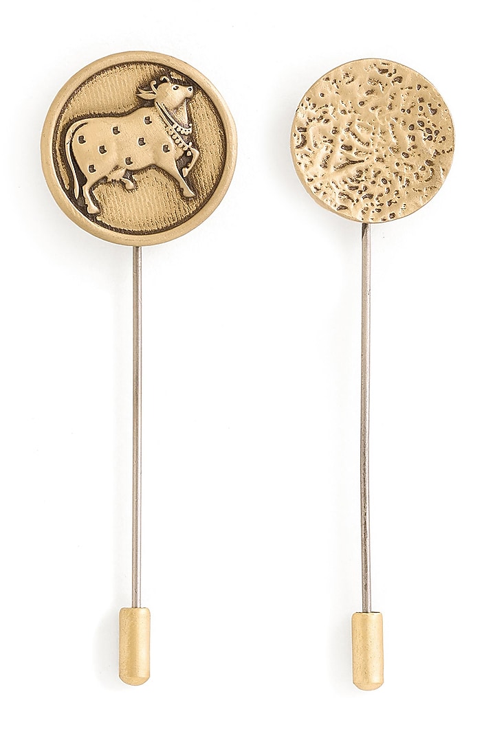 Antique Gold Brass Lapel Pins (Set of 2) by Cosa Nostraa at Pernia's Pop Up Shop