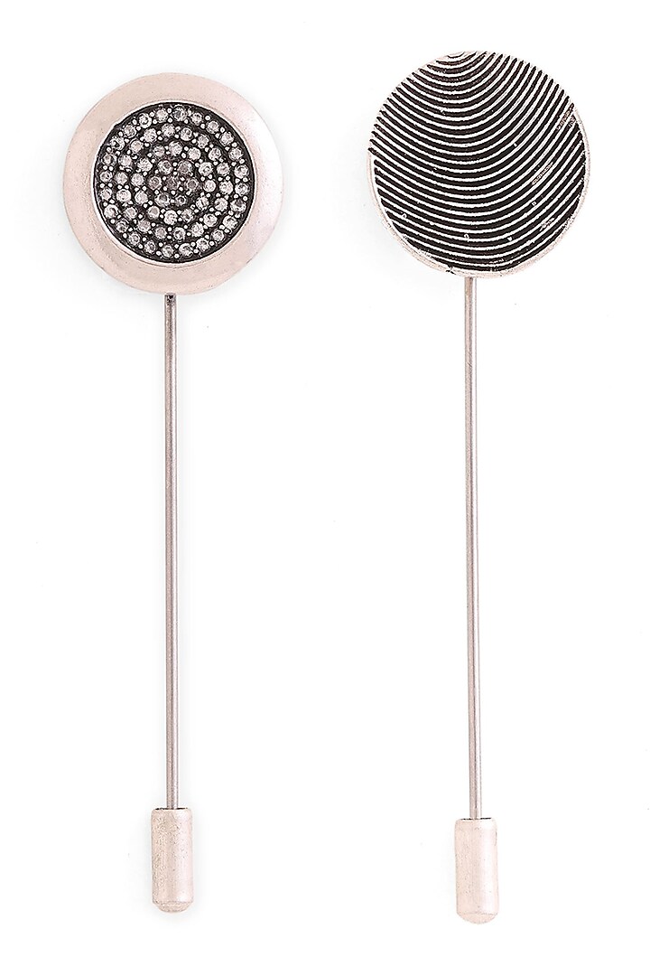 Grey Brass Lapel Pins (Set of 2) by Cosa Nostraa at Pernia's Pop Up Shop