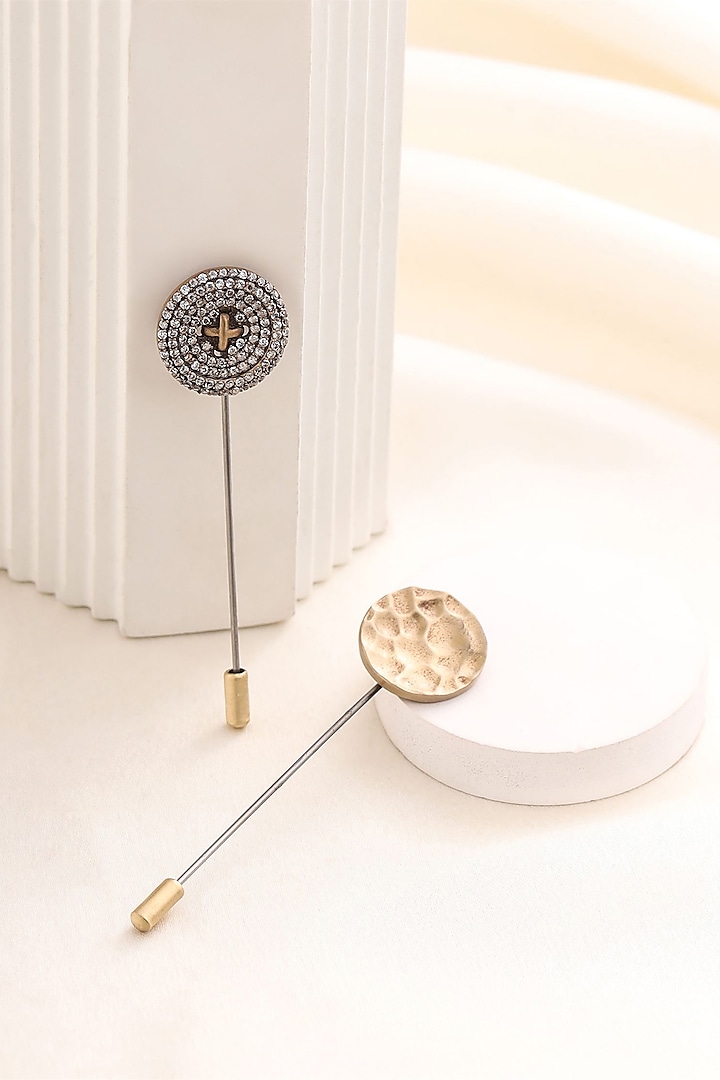 Antique Gold Brass Lapel Pins (Set of 2) by Cosa Nostraa at Pernia's Pop Up Shop