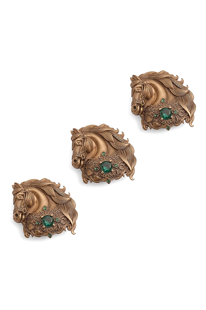 Antique Gold Brass Button Covers (Set Of 3) by Cosa Nostraa at Pernia's Pop Up Shop