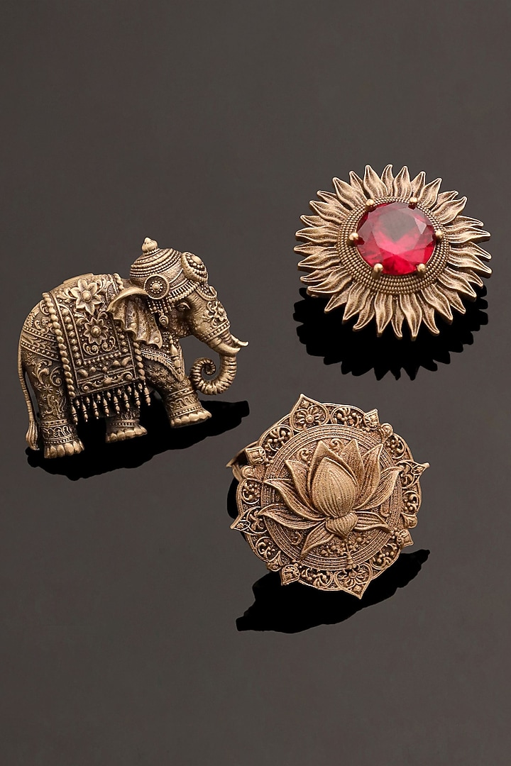Antique Gold Brass Button Cover Combo Set by Cosa Nostraa at Pernia's Pop Up Shop