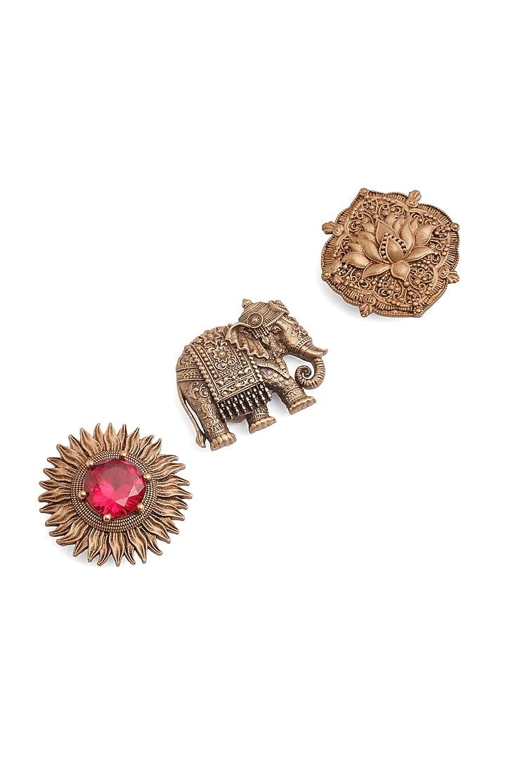 Antique Gold Brass Button Cover Combo Set by Cosa Nostraa at Pernia's Pop Up Shop