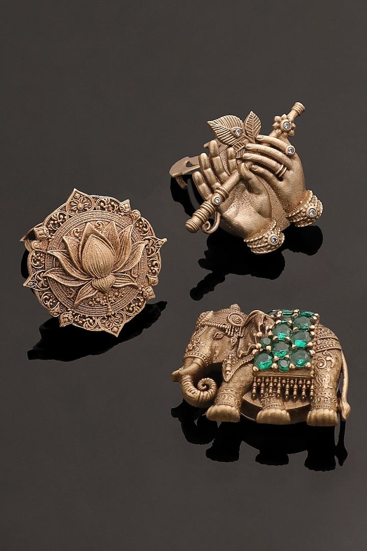 Antique Gold Brass Button Covers (Set Of 3) by Cosa Nostraa at Pernia's Pop Up Shop