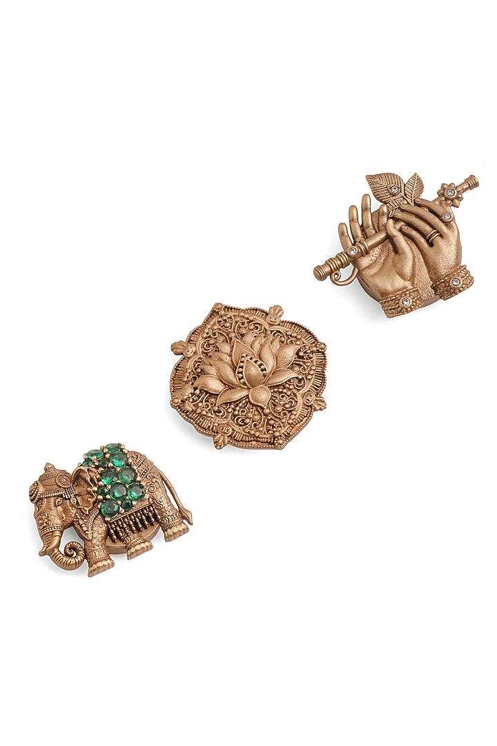 Antique Gold Brass Button Covers (Set Of 3) by Cosa Nostraa at Pernia's Pop Up Shop