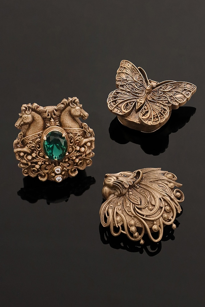 Antique Gold Brass Button Covers (Set Of 3) by Cosa Nostraa at Pernia's Pop Up Shop