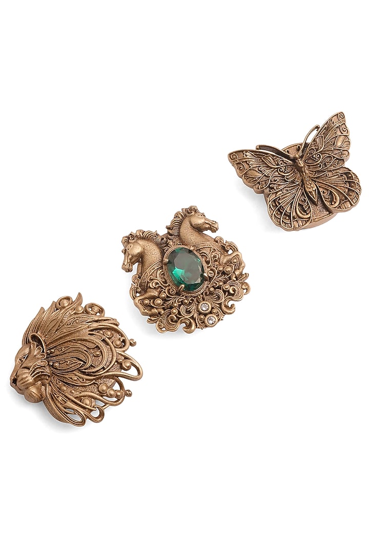 Antique Gold Brass Button Covers (Set Of 3) by Cosa Nostraa at Pernia's Pop Up Shop