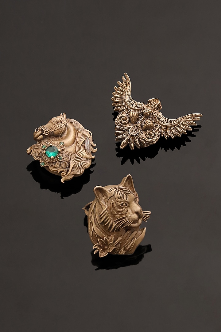 Antique Gold Brass Button Covers (Set Of 3) by Cosa Nostraa at Pernia's Pop Up Shop
