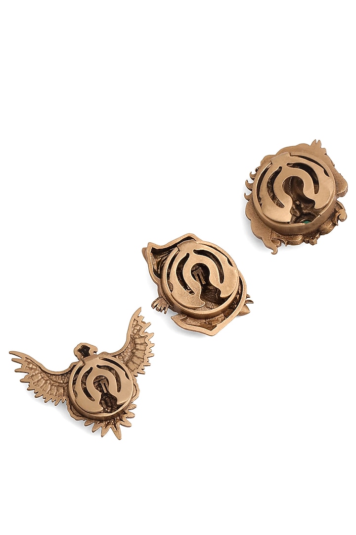 Antique Gold Brass Button Covers (Set Of 3) by Cosa Nostraa at Pernia's Pop Up Shop