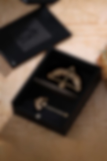 Antique Gold Finish Brass Brooch & Lapel Pin (Set Of 2) by Cosa Nostraa at Pernia's Pop Up Shop