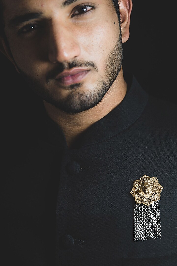 Dual Tone Finish Brass Brooch With Lapel Pin by Cosa Nostraa at Pernia's Pop Up Shop