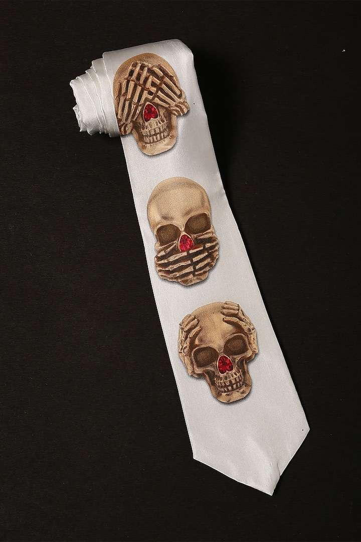 White Tie With Antique Gold Finish Lapel Pin by Cosa Nostraa at Pernia's Pop Up Shop