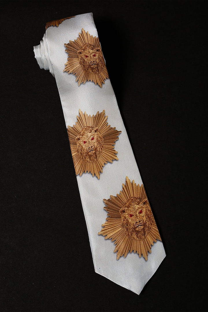 White Silk Tie With Cufflinks by Cosa Nostraa at Pernia's Pop Up Shop