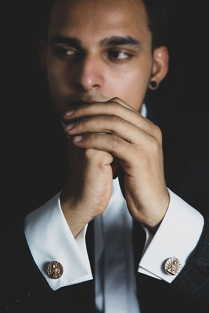 White Silk Printed Tie With Cufflinks by Cosa Nostraa