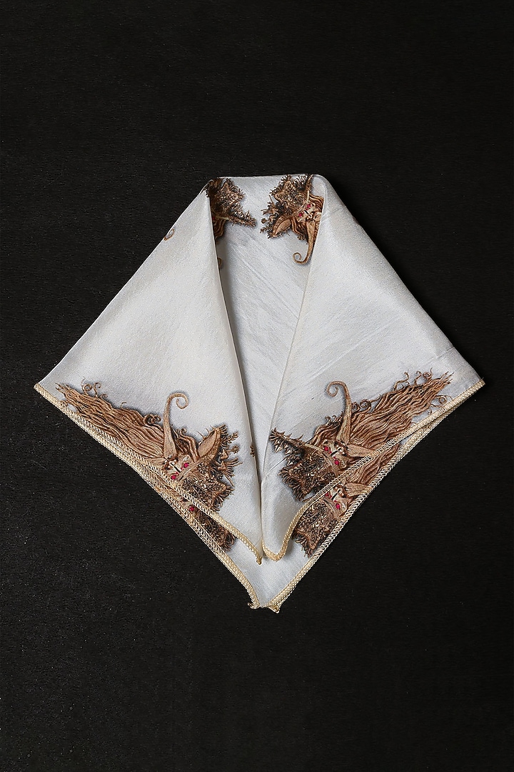White Silk Bow Tie With Pocket Square by Cosa Nostraa at Pernia's Pop Up Shop