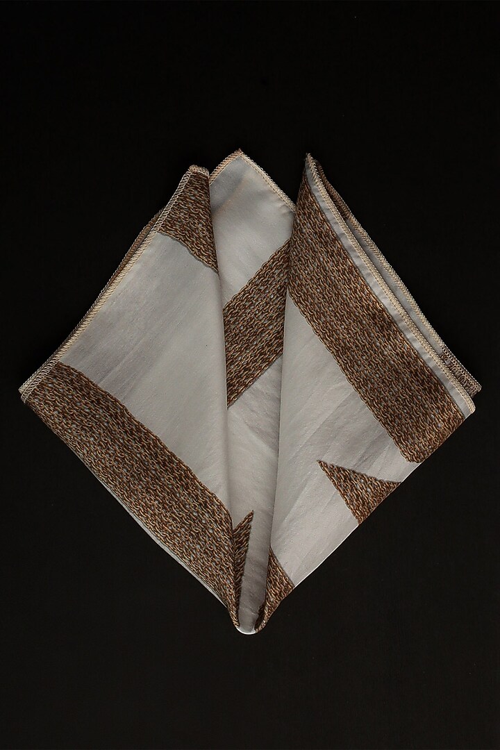 White Silk Chain Printed Bow Tie With Pocket Square by Cosa Nostraa at Pernia's Pop Up Shop