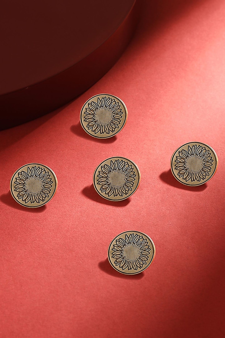 Antique Gold Sunflower Glitter Buttons (Set of 5) by Cosa Nostraa at Pernia's Pop Up Shop