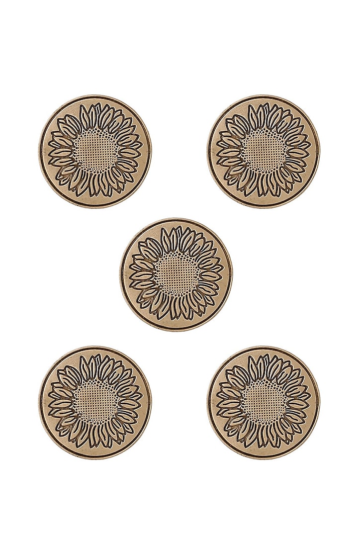 Antique Gold Sunflower Glitter Buttons (Set of 5) by Cosa Nostraa at Pernia's Pop Up Shop