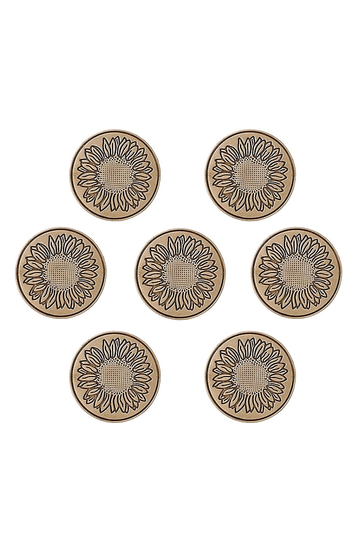 Antique Gold Sunflower Glitter Buttons (Set of 7) by Cosa Nostraa at Pernia's Pop Up Shop
