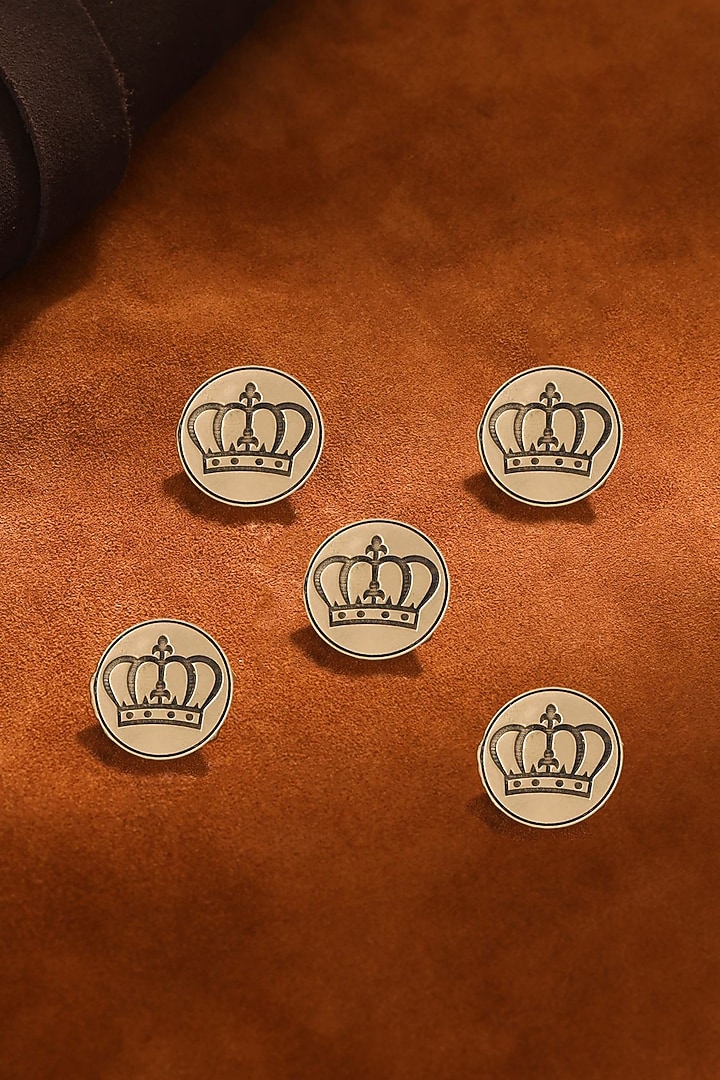 Antique Gold Elite Crown Buttons (Set of 5) by Cosa Nostraa at Pernia's Pop Up Shop