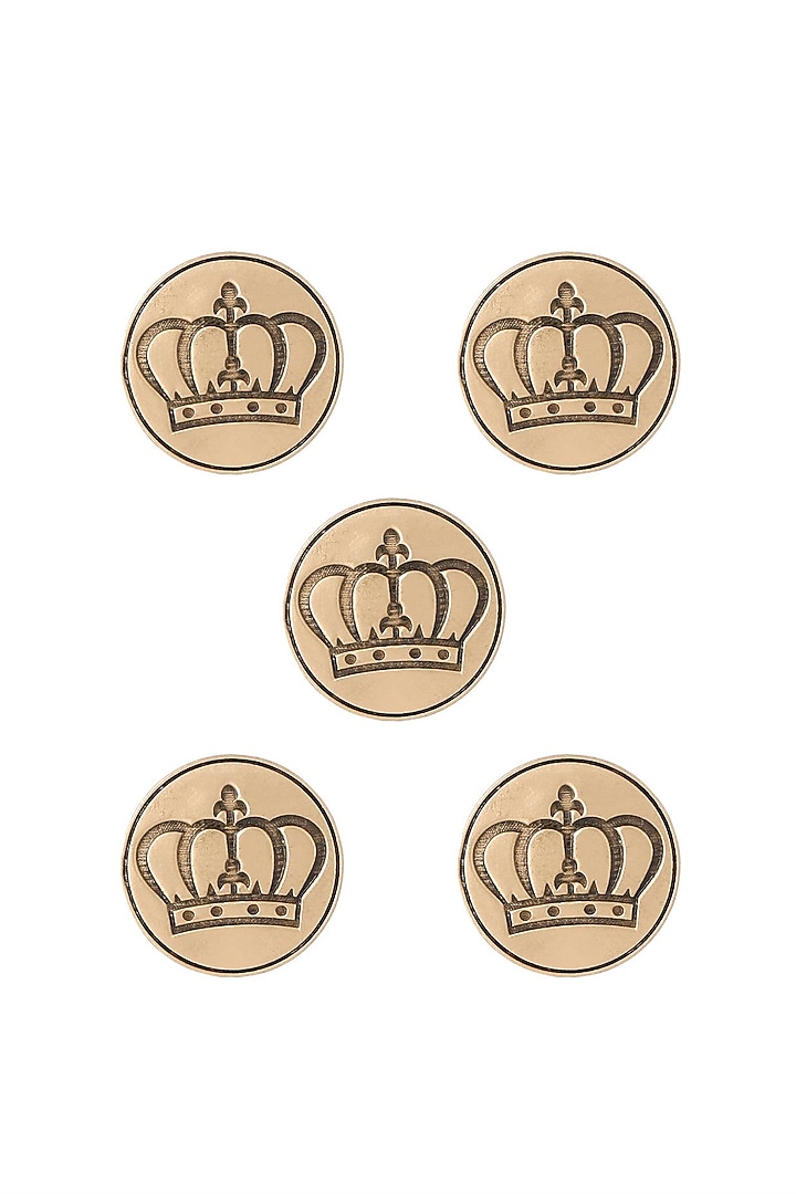 Antique Gold Elite Crown Buttons (Set of 5) by Cosa Nostraa at Pernia's Pop Up Shop