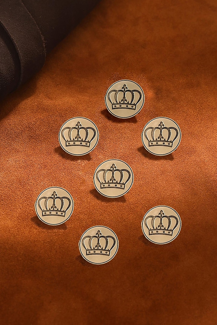 Antique Gold Elite Crown Buttons (Set of 7) by Cosa Nostraa at Pernia's Pop Up Shop