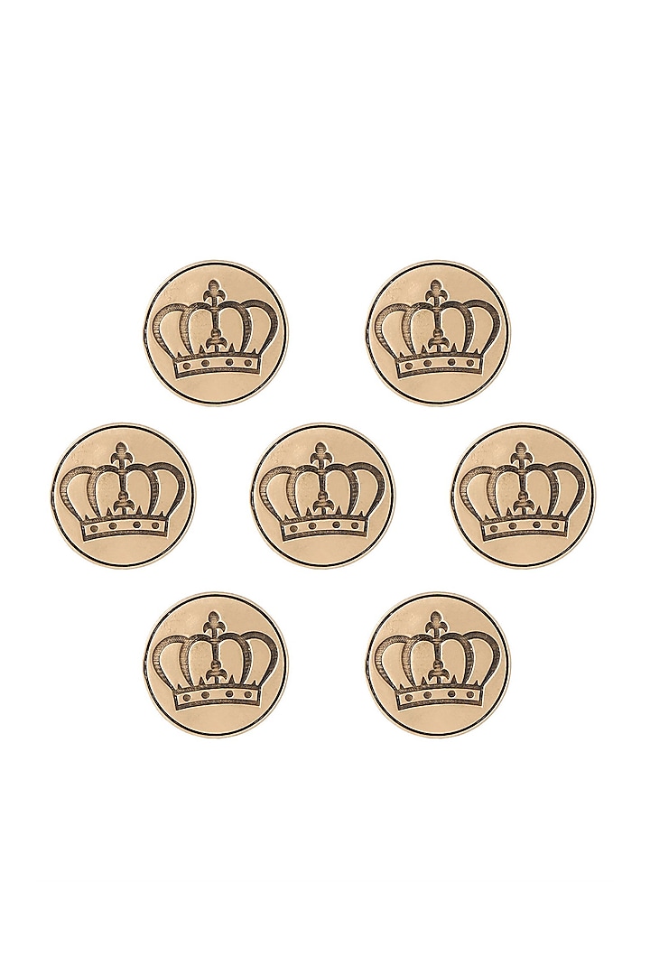 Antique Gold Elite Crown Buttons (Set of 7) by Cosa Nostraa at Pernia's Pop Up Shop