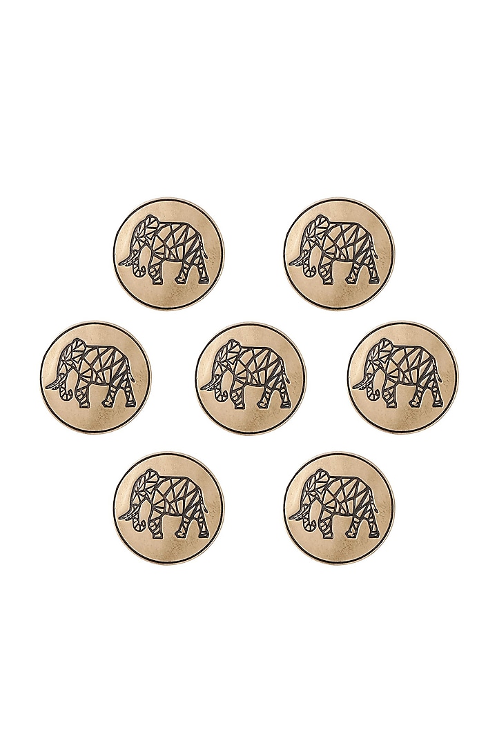Antique Gold Mighty Elephant Buttons (Set of 7) by Cosa Nostraa at Pernia's Pop Up Shop