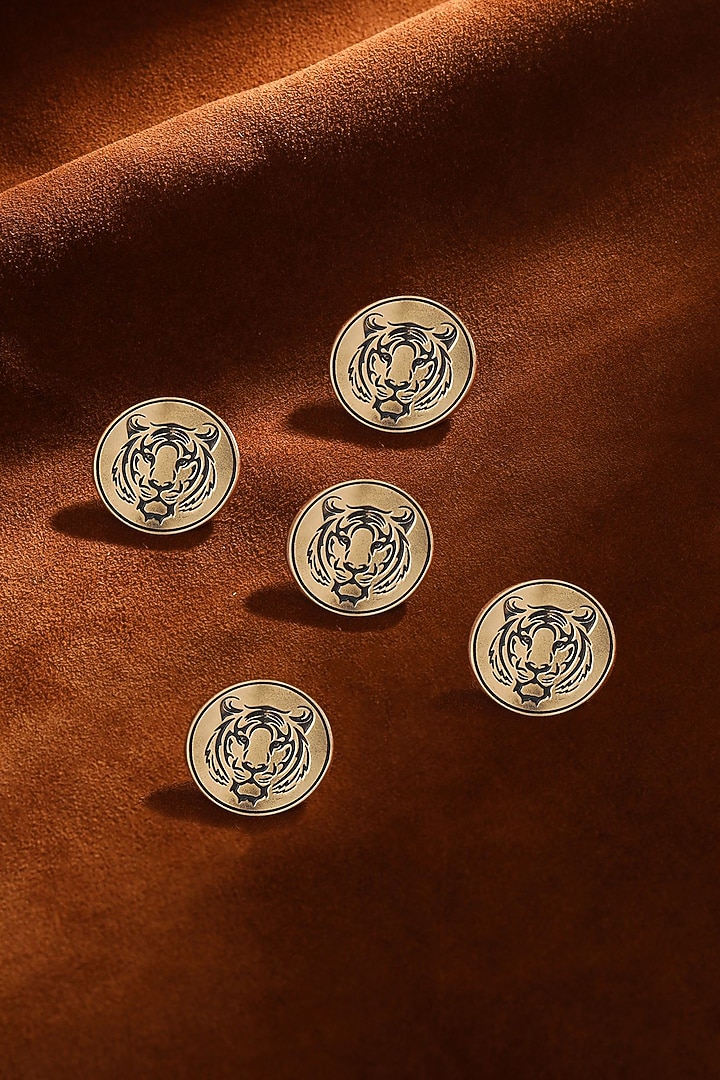 Antique Gold Fiery Tiger Buttons (Set of 5) by Cosa Nostraa at Pernia's Pop Up Shop