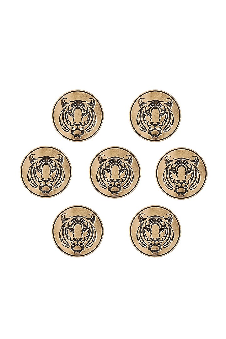 Antique Gold Fiery Tiger Buttons (Set of 7) by Cosa Nostraa at Pernia's Pop Up Shop