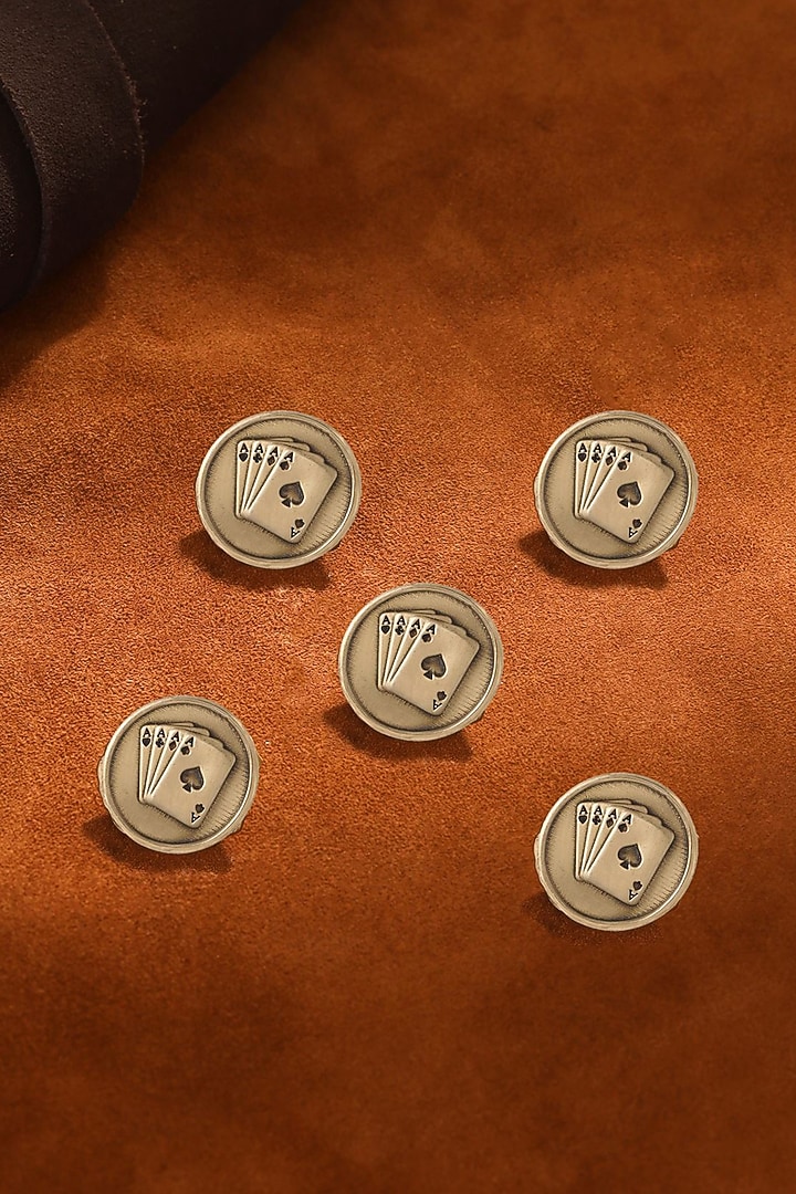 Antique Gold Aces Rule Buttons (Set of 5) by Cosa Nostraa at Pernia's Pop Up Shop