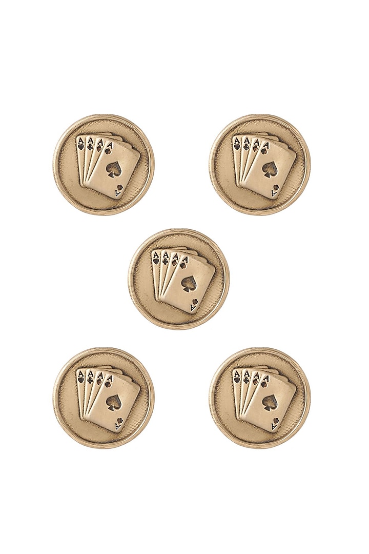 Antique Gold Aces Rule Buttons (Set of 5) by Cosa Nostraa at Pernia's Pop Up Shop