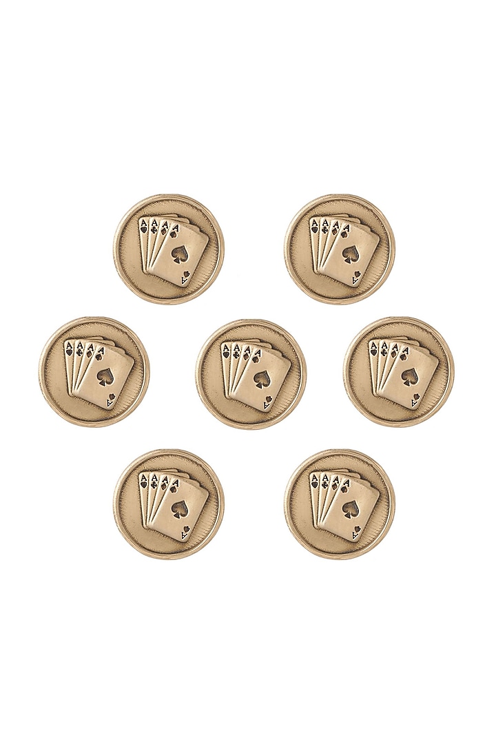 Antique Gold Aces Rule Buttons (Set of 7) by Cosa Nostraa at Pernia's Pop Up Shop