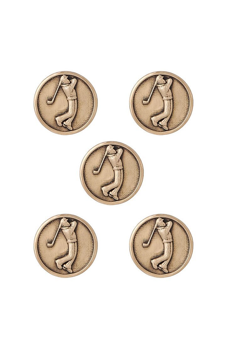 Antique Gold Golfer Buttons (Set of 5) by Cosa Nostraa at Pernia's Pop Up Shop